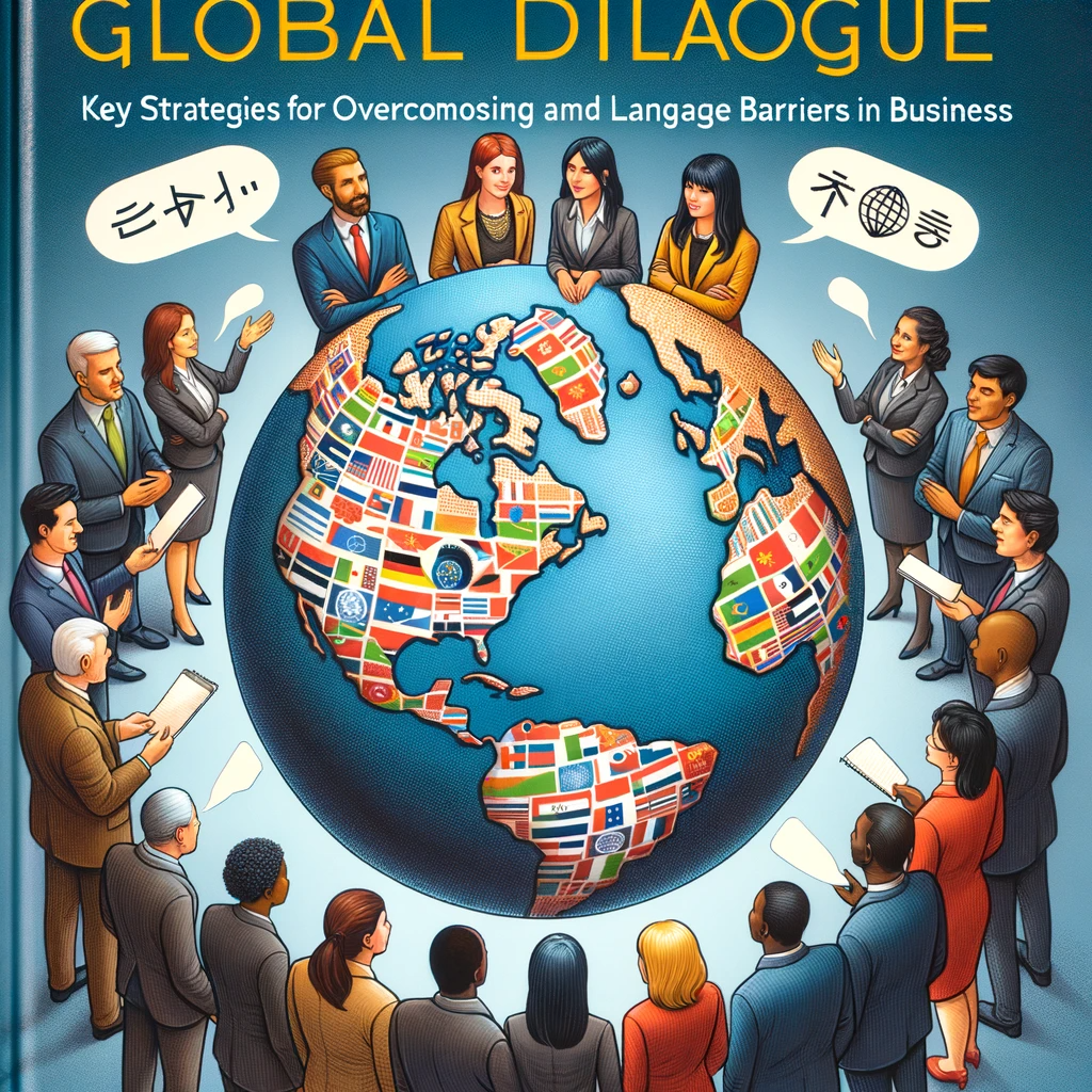 A book cover showing a globe surrounded by diverse business professionals from various ethnic backgrounds. They are in a semi-circle around the globe, with speech bubbles containing symbols of different world languages. The title is at the top in bold, professional font.