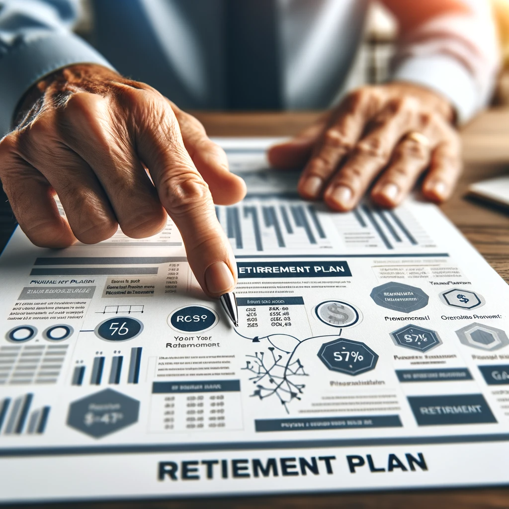 Close-up of a retirement plan document being reviewed by a financial advisor.