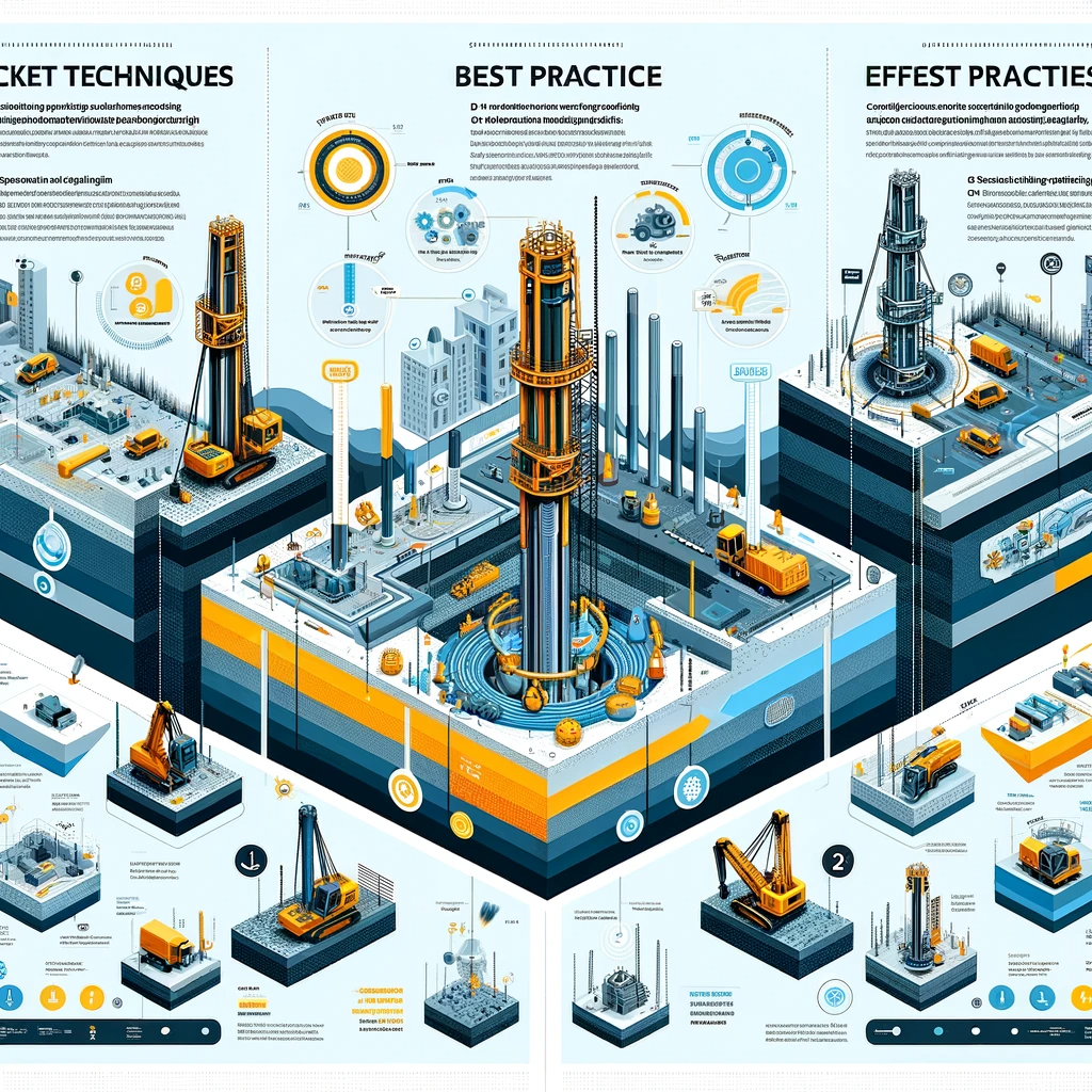 Infographic detailing key techniques, safety protocols, and efficiency tips in caisson drilling.