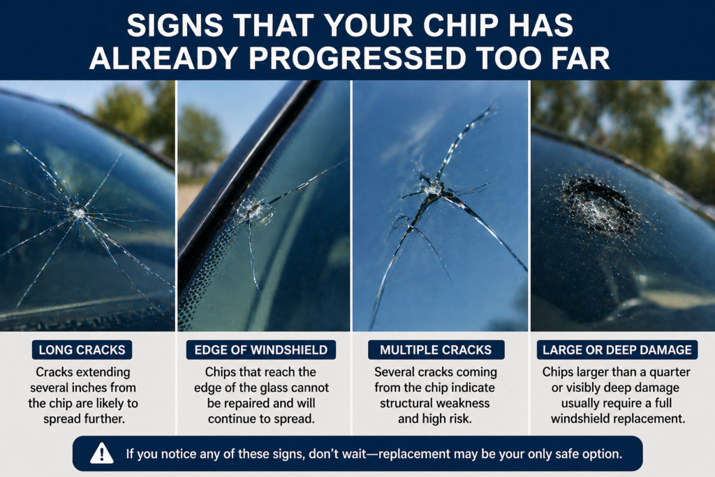 Signs of serious windshield damage